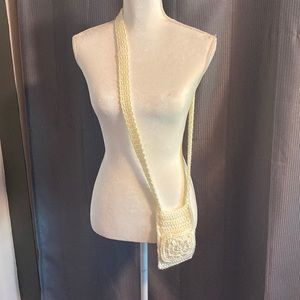 Boho hand crocheted crossbody cell phone bag